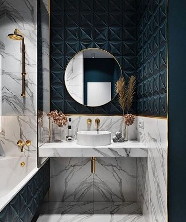 Отделка ванной комнаты натуральным камнем - пример выполнения