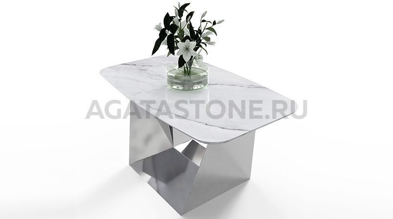 Журнальный столик из керамогранита под мрамор "Оригами" на заказ
