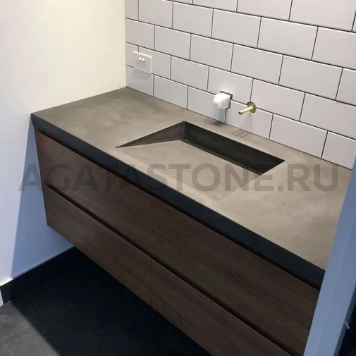 Накладная щелевая раковина из керамогранита под бетон на заказ