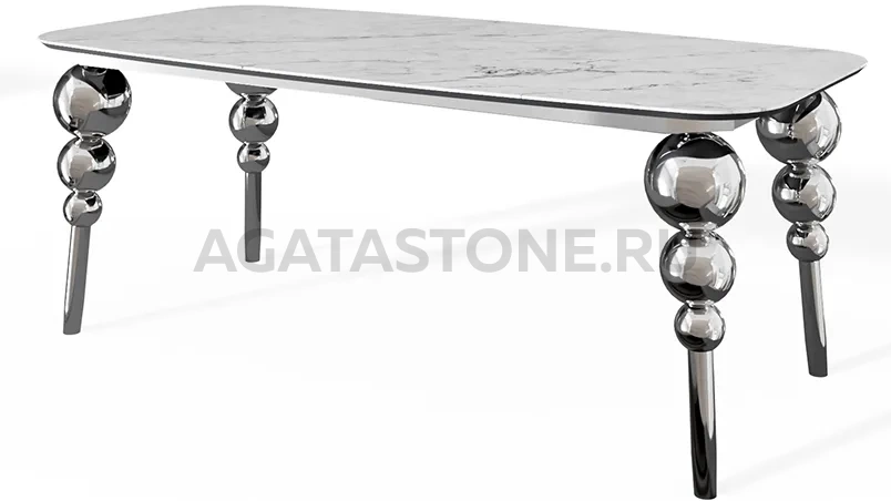 Стол из керамогранита под мрамор "Баккара" на заказ