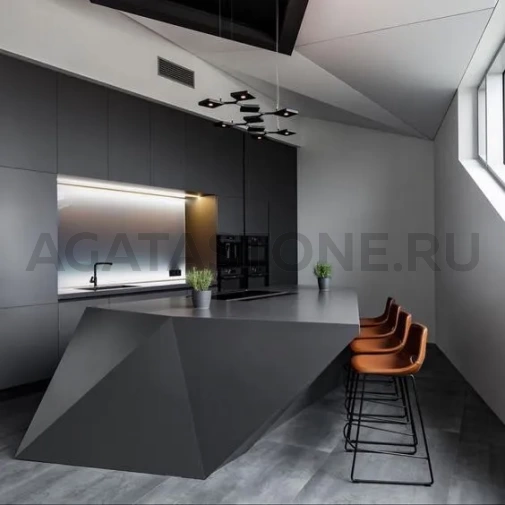 Кухонный остров полигональной формы из акрила на заказ