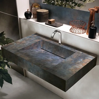 Раковина из керамогранита темно синяя