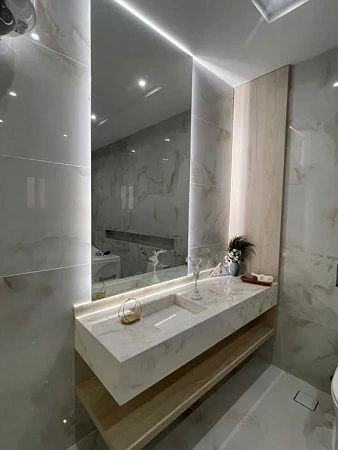 Раковины с щелевым сливом из искусственного камня - пример выполнения