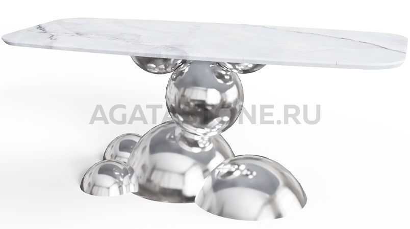 Стол из керамогранита под мрамор "Molecule" на заказ