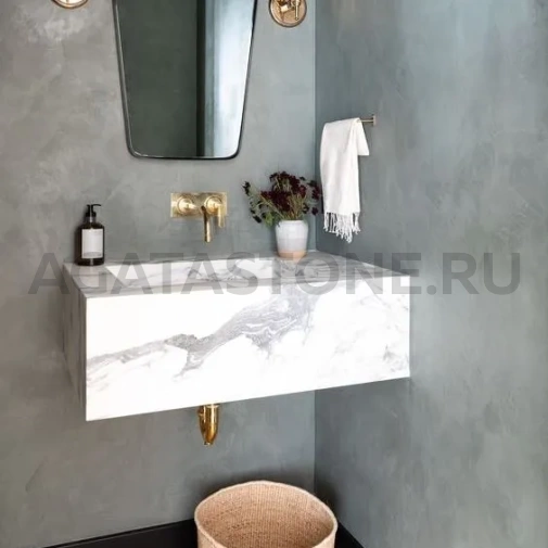 Раковина консольная под мрамор Калакатта из искусственного камня на заказ