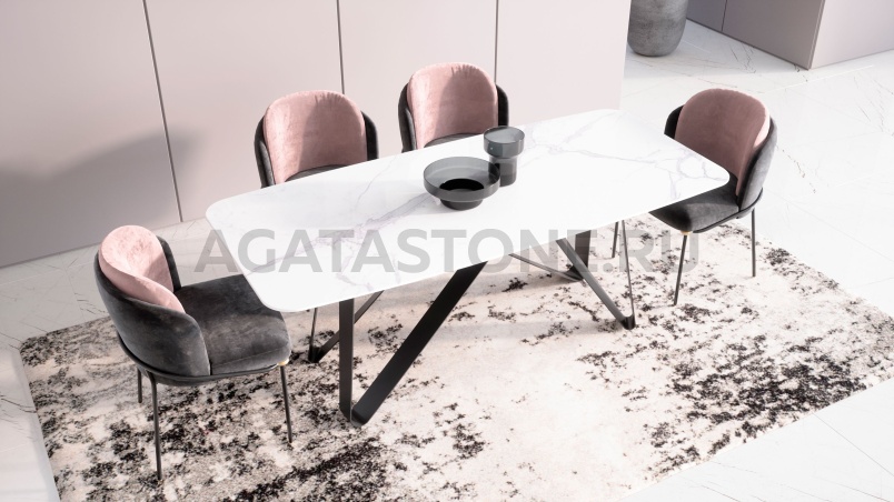 Стол из керамогранита под мрамор "Мёбиус" на заказ