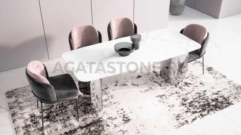 Стол из керамогранита под мрамор "Oscar" на заказ