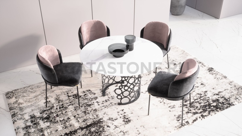 Стол из керамогранита под мрамор "Manfred Ring" на заказ