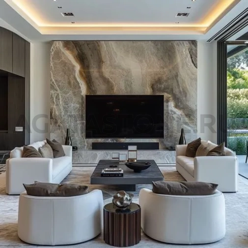 Отделка камина мрамором Ajax на заказ