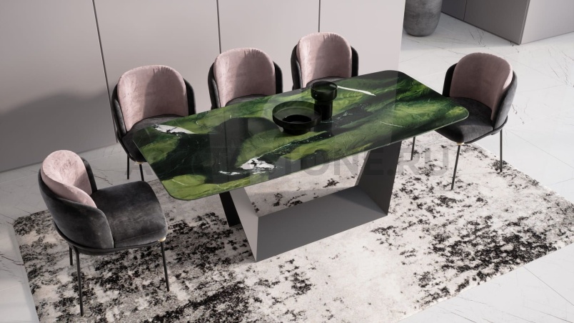 Стол из керамогранита под мрамор "Оригами" на заказ