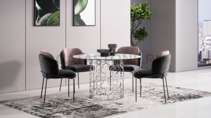 Стол из керамогранита под мрамор "Manfred Honey" на заказ