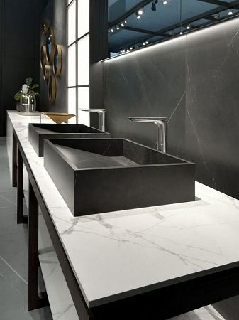 Раковины с щелевым сливом из керамогранита - пример выполнения