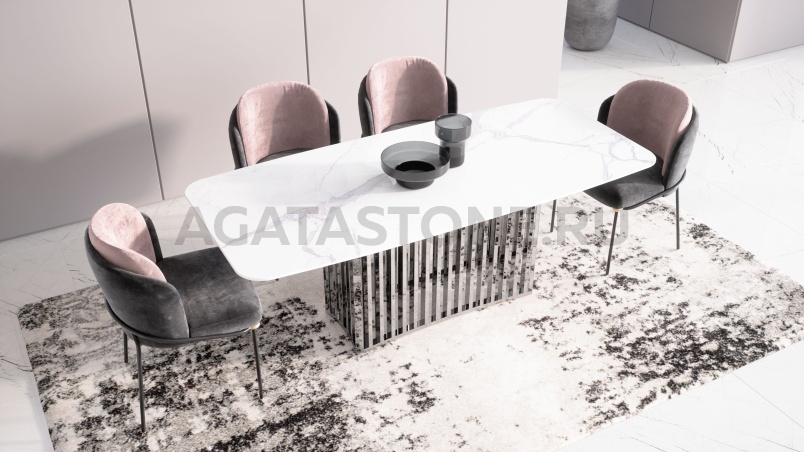 Стол из керамогранита под мрамор "Спектр" на заказ