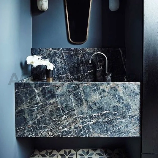 Раковина консольная, щелевая под мрамор Amazon Green на заказ