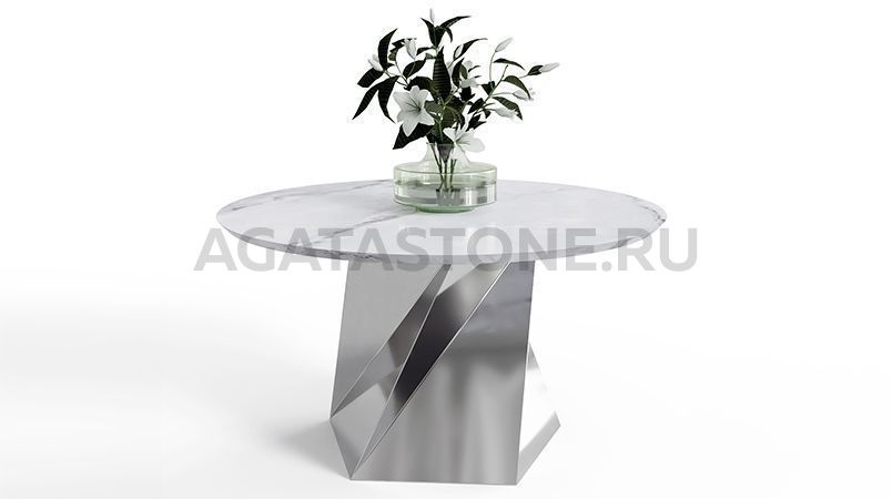 Журнальный столик из керамогранита под мрамор "Вертикаль" на заказ