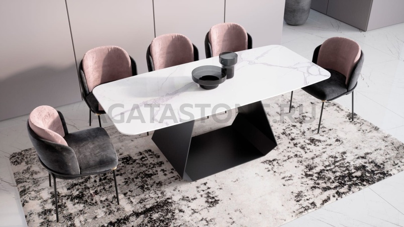Стол из керамогранита под мрамор "Омега" на заказ
