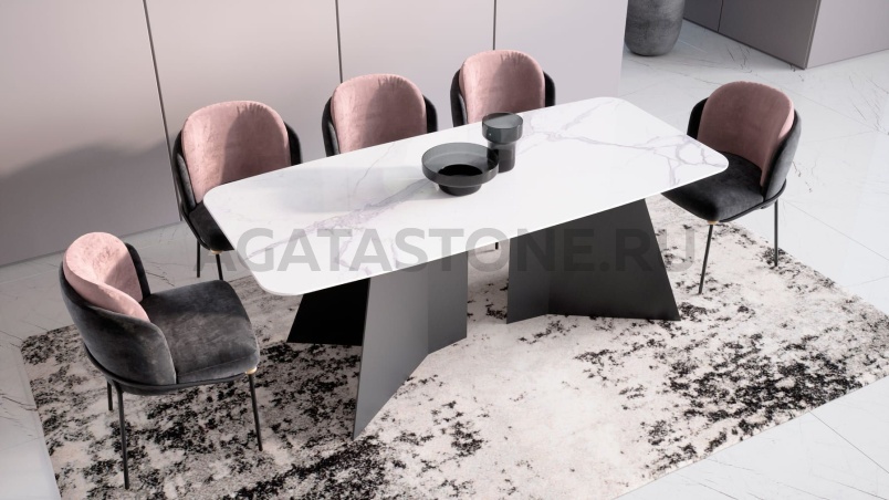 Стол из керамогранита под мрамор "Гамма" на заказ