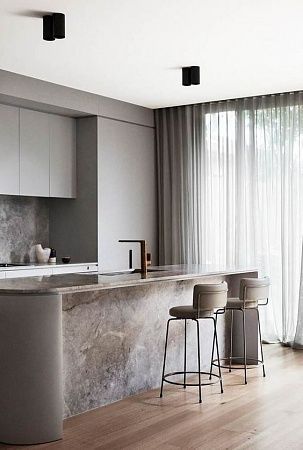 Кухонный остров из керамогранита в Москве - пример выполнения