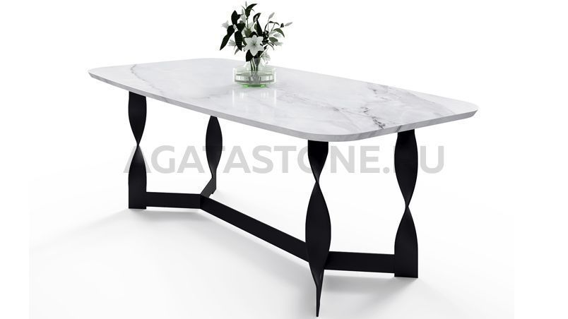Стол из керамогранита под мрамор "Pliet" на заказ